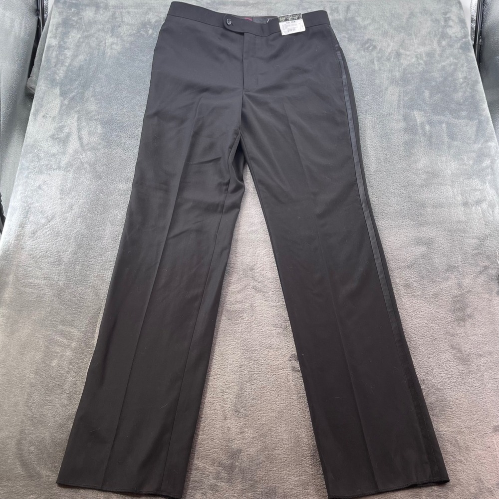 Caravelli Formal Wear Mens Black Tuxedo Pants Satin Stripe 36W 42L T600512VP NEW